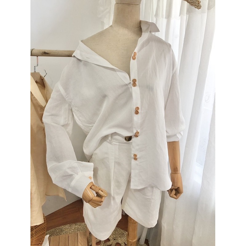 Áo sơ mi Linen premium form rộng