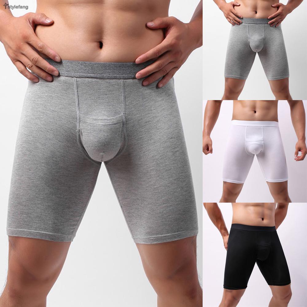 Quần Lót Boxer Dài Màu Trơn Chất Lượng Cao Cho Nam Cỡ L-2xl