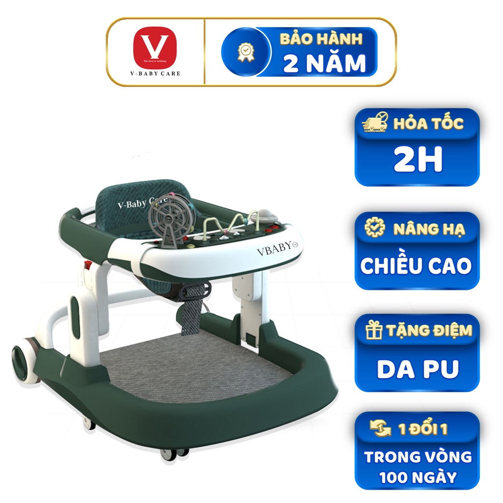 Xe Tập Đi Chữ U Cho Bé VBABY 009, Có Bàn Phát Nhạc Kèm Bàn Ăn - Bảo Hành 1 Năm