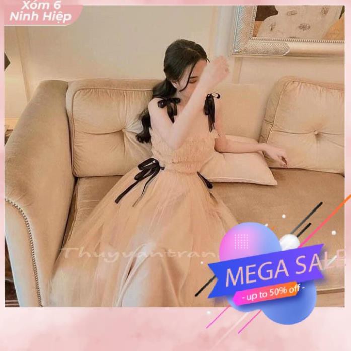 Váy Lưới Hai Lớp Đầm Tiểu Thư Hai Dây Bồng Bềnh | BigBuy360 - bigbuy360.vn