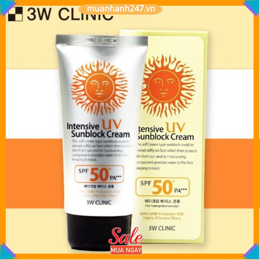 Kem chống nắng💖𝑭𝑹𝑬𝑬𝑺𝑯𝑰𝑷💖Kem Chống Nắng 3w Clinic Intensive UV Sunblock Cream SPF 50 Pa+++