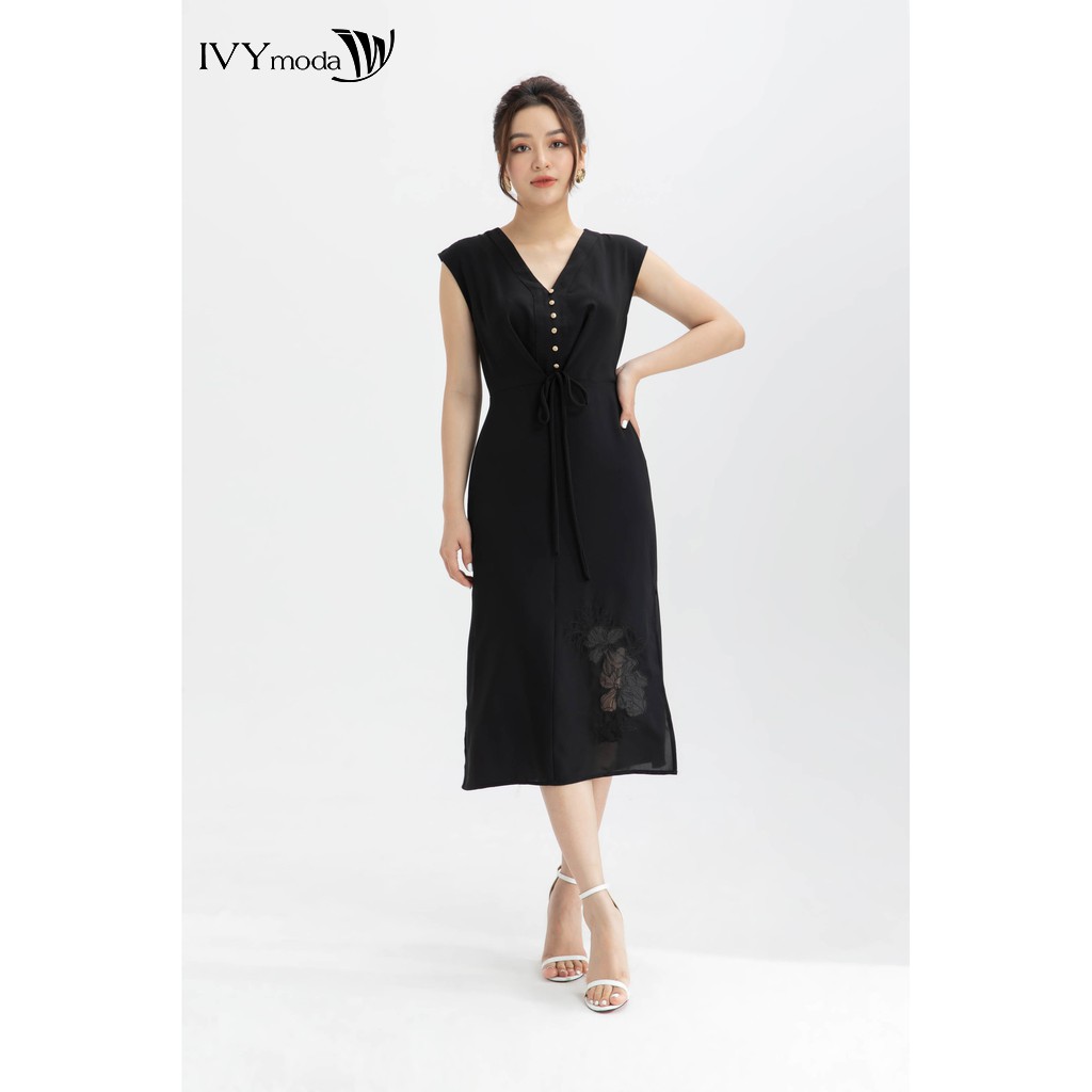 Đầm thêu xẻ tà nữ IVY moda MS 41M6350