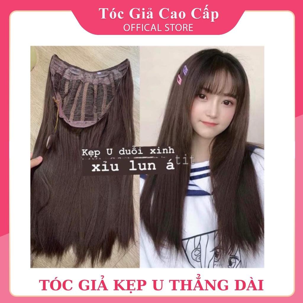 Tóc giả kẹp chữ U thẳng dài 60cm.
