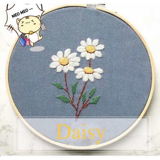 Bộ kit Nguyên liệu kim vải tập thêu đơn giản dành cho người mới bắt đầu - Mẫu hoa lá Xuân Hạ Thu Đông MIE Handmade