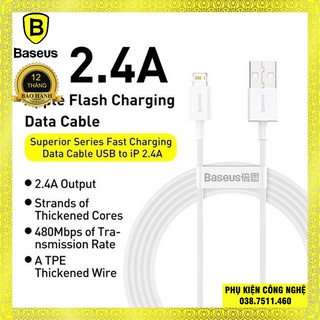 Cáp sạc nhanh siêu bền Baseus Superior Series Fast Charging Data Cable USB to IP2.4A (480Mbps)