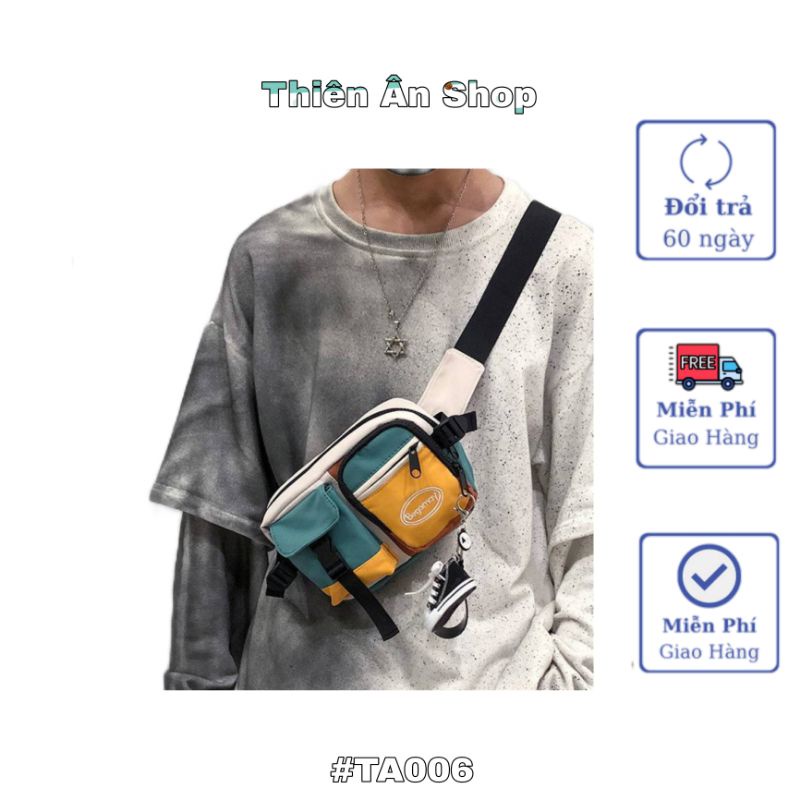 TÚI ĐEO CHÉO PHỐI MÀU 2 HỘP THỜI TRANG HÀN QUỐC CHO NAM VÀ NỮ TA060