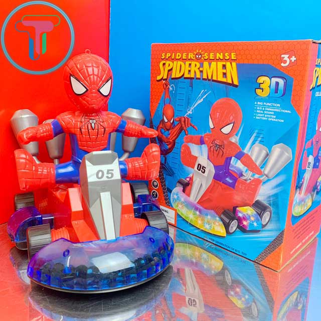 Xe đồ chơi, xe đua siêu nhân Spider Man người nhện, xe tự di chuyển, xe có nhạc và đèn nhiều màu