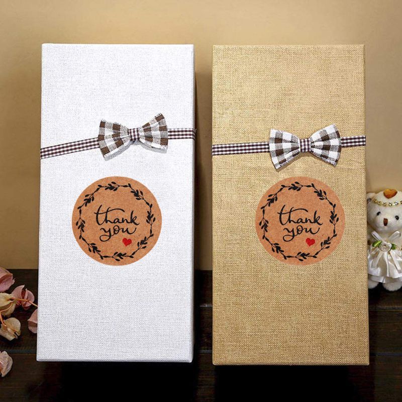 Cuộn 500 nhãn dán tròn 16 kiểu in chữ Thank you dành cho trang trí sổ tay