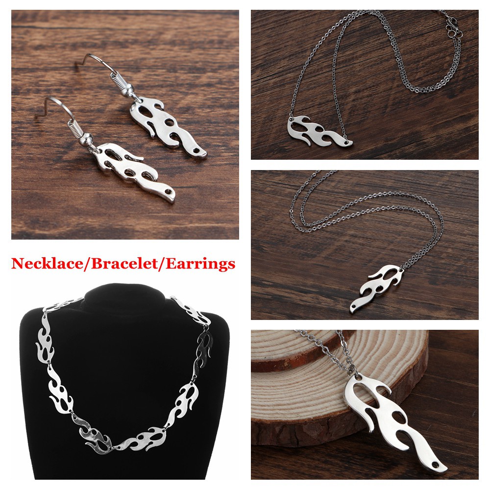 vòng cổ / Vòng Tay / Khuyên Tai Hình Ngọn Lửa Phong Cách Punk Thời Trang Cho Nam Nữ Mihan1