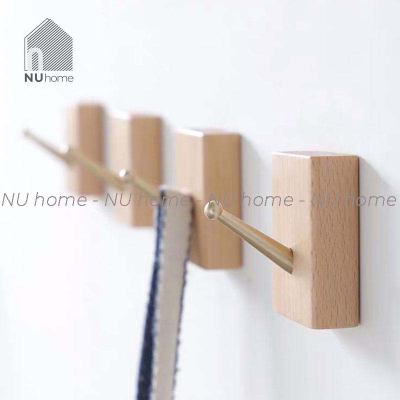 nuhome.vn | Móc gỗ treo quần áo móc kim loại mạ crom bền màu gắn tường tiện dụng, phong cách đơn giản