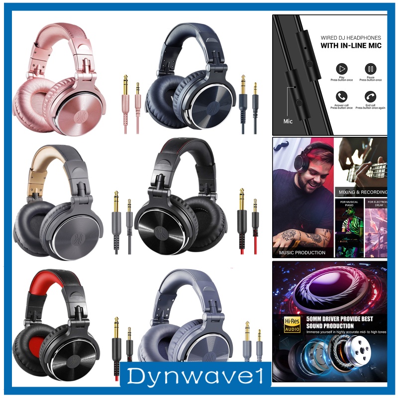 [DYNWAVE1] Pro-10 Over-Ear DJ Headphone Headsets with Mic for Studio Monitoring Mixing