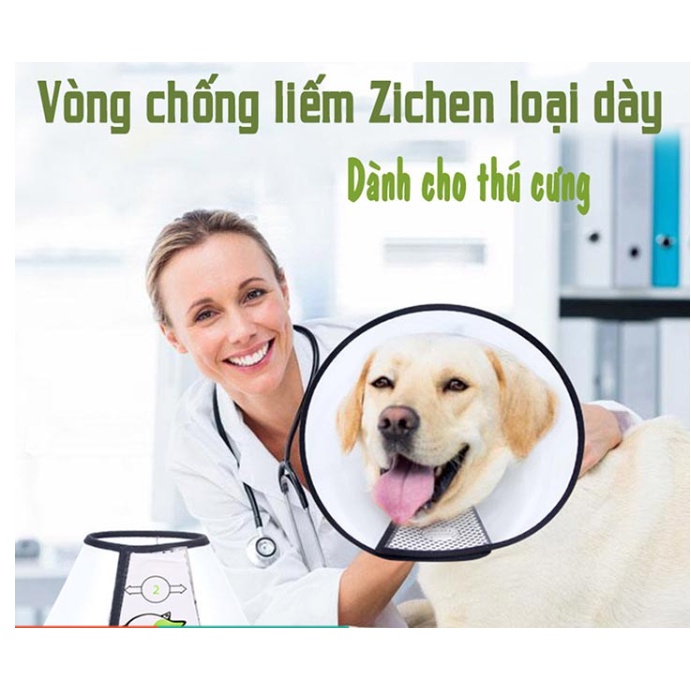 Vòng Cổ Chống Liếm Zichen cao cấp dày dặn viền da cho chó mèo giá rẻ