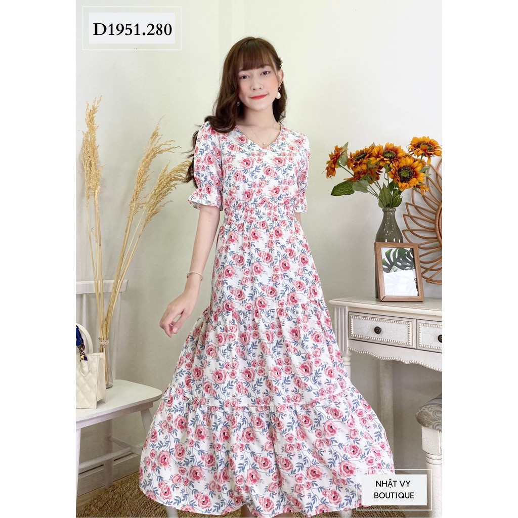 [Mã FAMALLT5 giảm 15% đơn 150k] Đầm hoa tầng đuôi cá bo chun eo - NHATVY D1951 | BigBuy360 - bigbuy360.vn