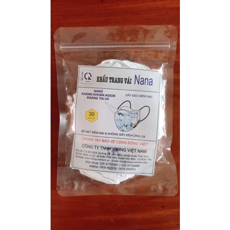 Khẩu trang vải kháng khuẩn Nana Viking, 10 cái/bịch