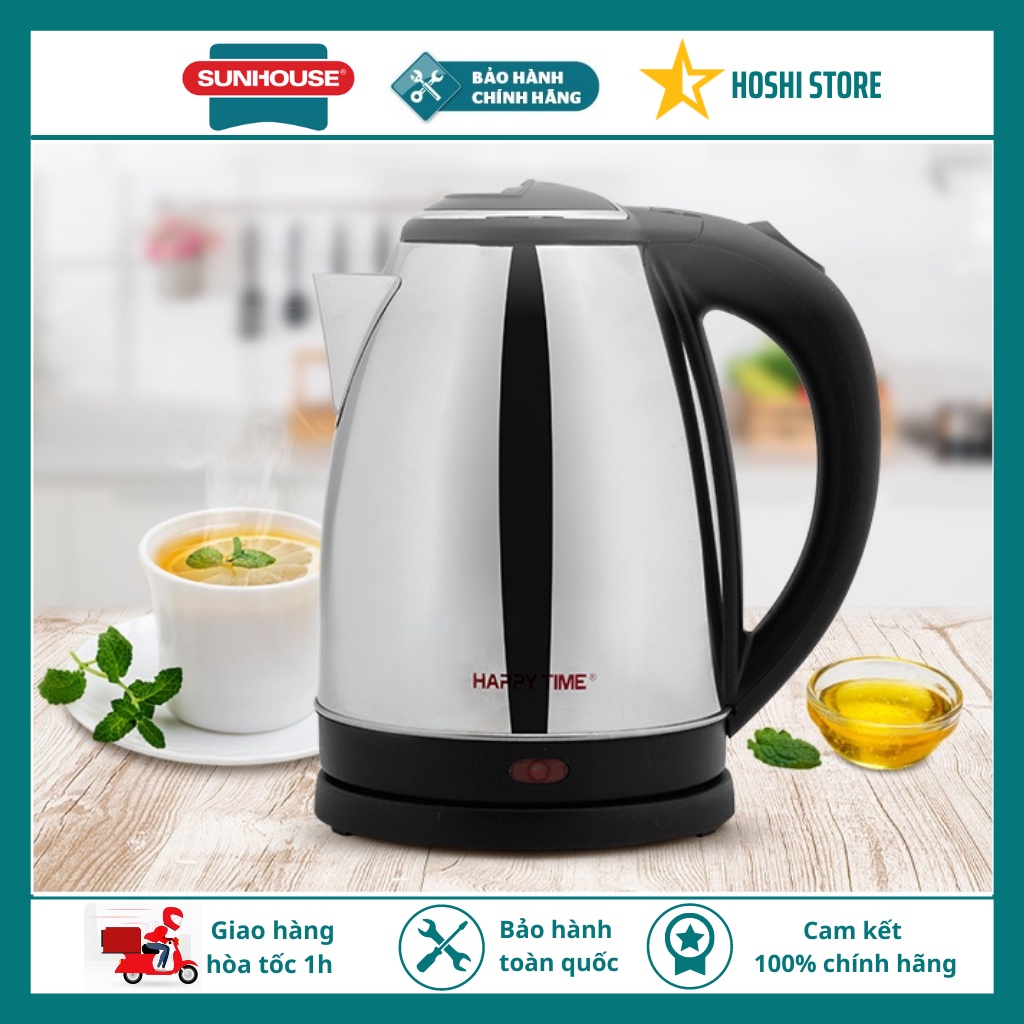 {GIÁ SỐC CHÍNH HÃNG BẢO HÀNH 12 THÁNG} Ấm Siêu Tốc Happy Time 1,8l, Bình Đun Siêu Tốc Inox Cách Nhiệt HTD1081/1088