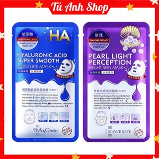 Mặt nạ HA dưỡng ẩm giấy chống lão hóa dưỡng da giảm mụn trắng da Maycreate Chính Hãng Xanh Tím