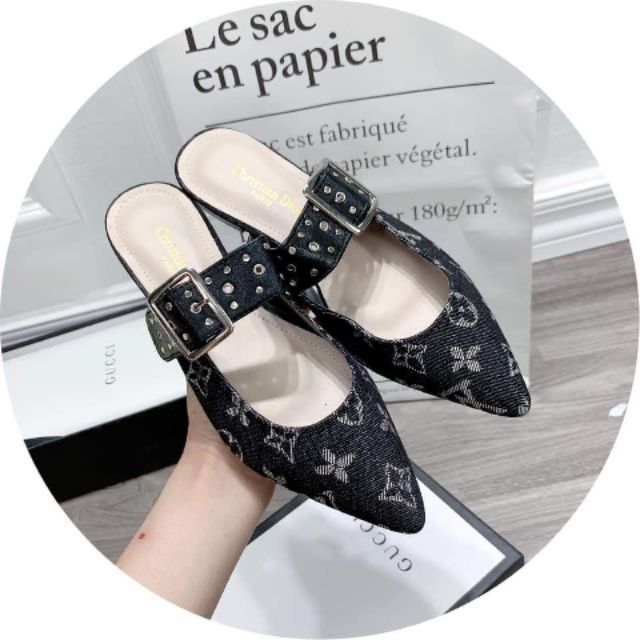 Giầy hở gót lv đế 3p đế khâu