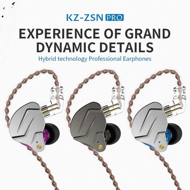 KZ ZSN PRO 1BA+1DD Hybrid technology HIFI Metal In Ear Earphones Bass Earbud Sport Noise Cancelling Headset ZST X AS10 ZS10 ST1