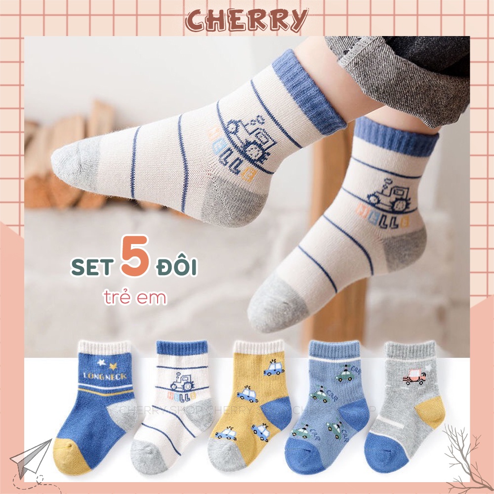 Tất cho bé gái trai cực xinh, set vớ trẻ em chất liệu vải hàn cực êm và ấm - Cherry shop
