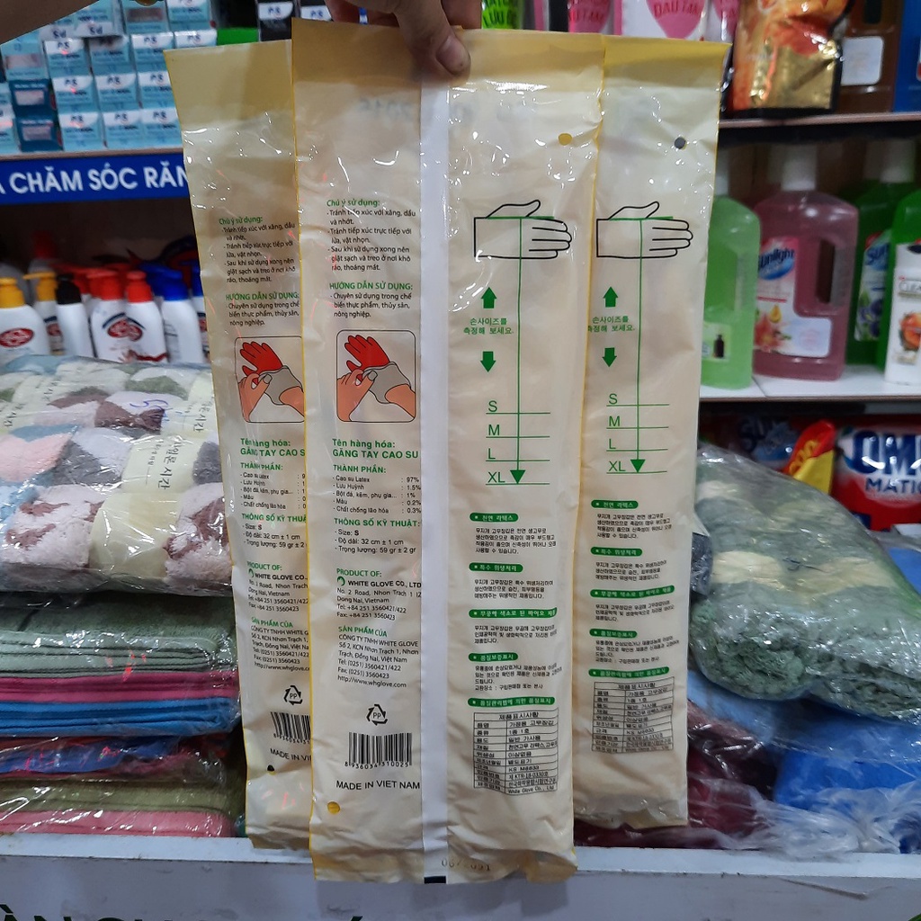 Đôi găng tay cao sự nếp nhăn, Đông Cầu Vồng combi size S dài 32cm
