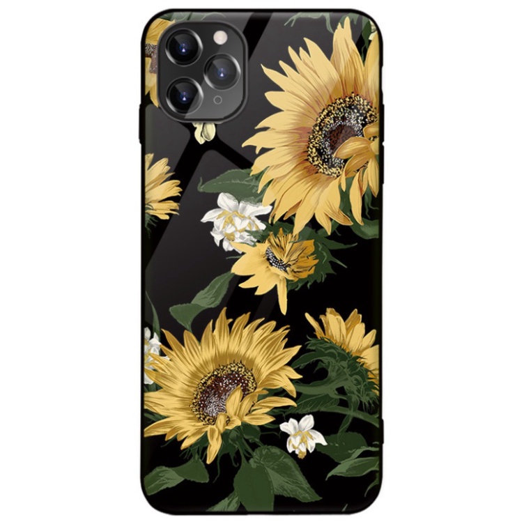 Ốp lưng iphone 6, 7, 8 Plus, X, XS, XR, XSMAX, 11, 11PRO, 11 PROMAX, 12, 13 PROMAX HOA HƯỚNG DƯƠNG BẰNG KÍNH PKVN