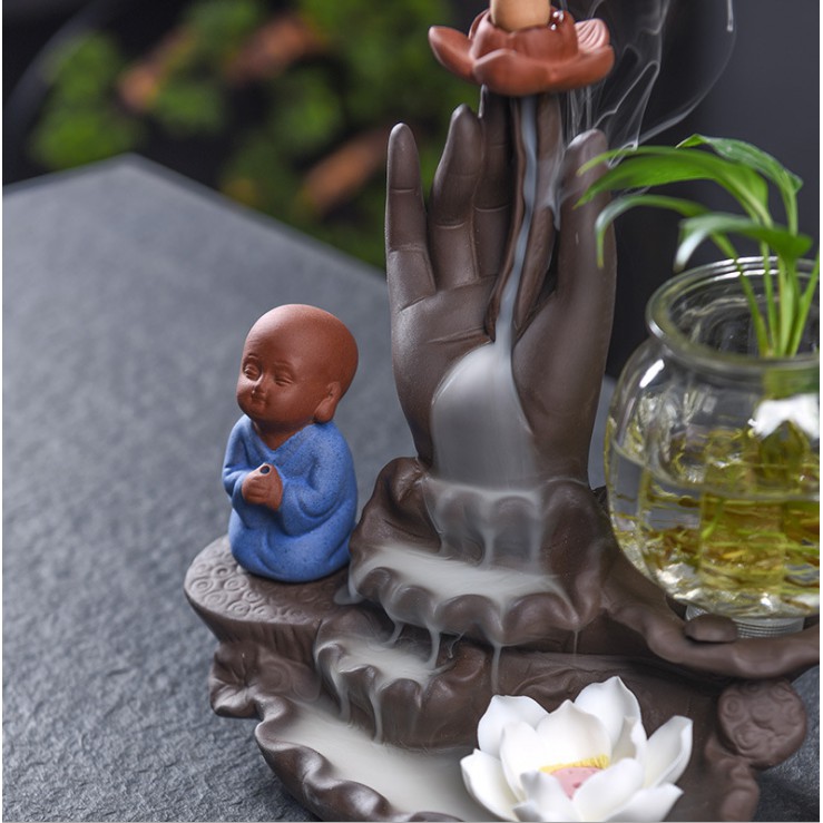 [MUA NHIỀU GIẢM GIÁ] Thác Trầm Hương Phật Thủ Chú Tiểu Xanh - Đèn LED - Ms08 | BigBuy360 - bigbuy360.vn