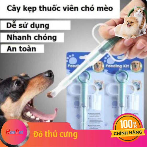 GV- Xilanh gắp thuốc 2in1 dụng cụ cho chó mèo uống thuốc viên và thuốc nước (2 đầu riêng biệt)