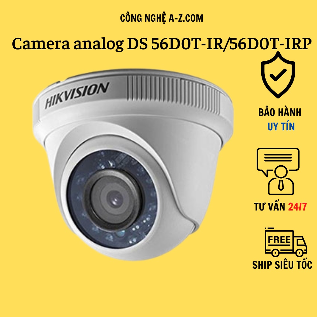 Camera quan sát Analog Hikvision DS 2CE 56D0T-IR/56D0T-IRP sắt và nhựa, chuẩn 1080P, chính hãng