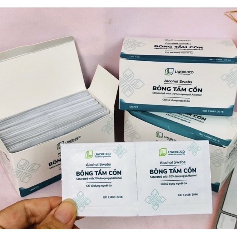 Bông tẩm cồn 100 miếng