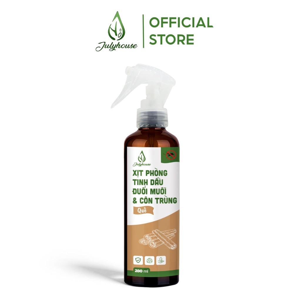 Bình Xịt Phòng Tinh Dầu Sả Chanh, Bạc Hà,  Đuổi Muỗi  Và Côn Trùng 280ml Julyhouse Khử Mùi Hiệu Quả