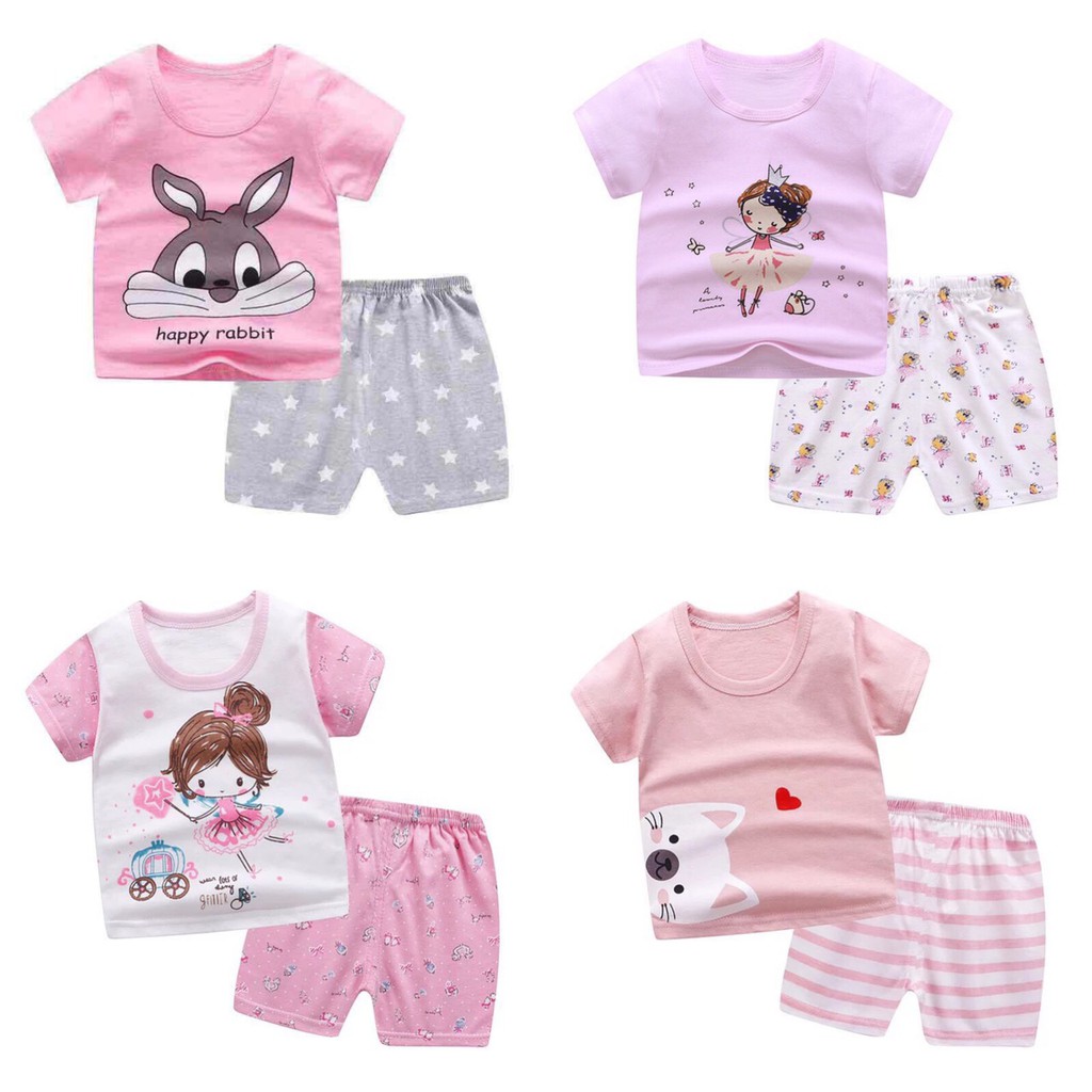 Bộ Quần Áo Cho Bé Gái Từ 1 Đến 5 Tuổi Chất Cotton Co Giãn Thoải Mái Hình In Dễ Thương PK2021BG1