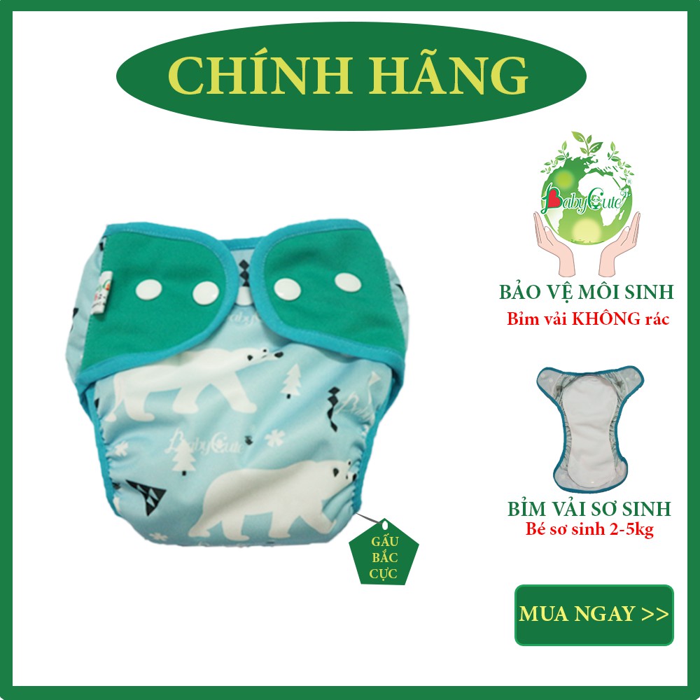 [MẪU MỚI] Bỉm tã vải BabyCute cho bé sơ sinh từ 2-5kg (gồm 1 vỏ + 1 lót) - Giao mẫu ngẫu nhiên