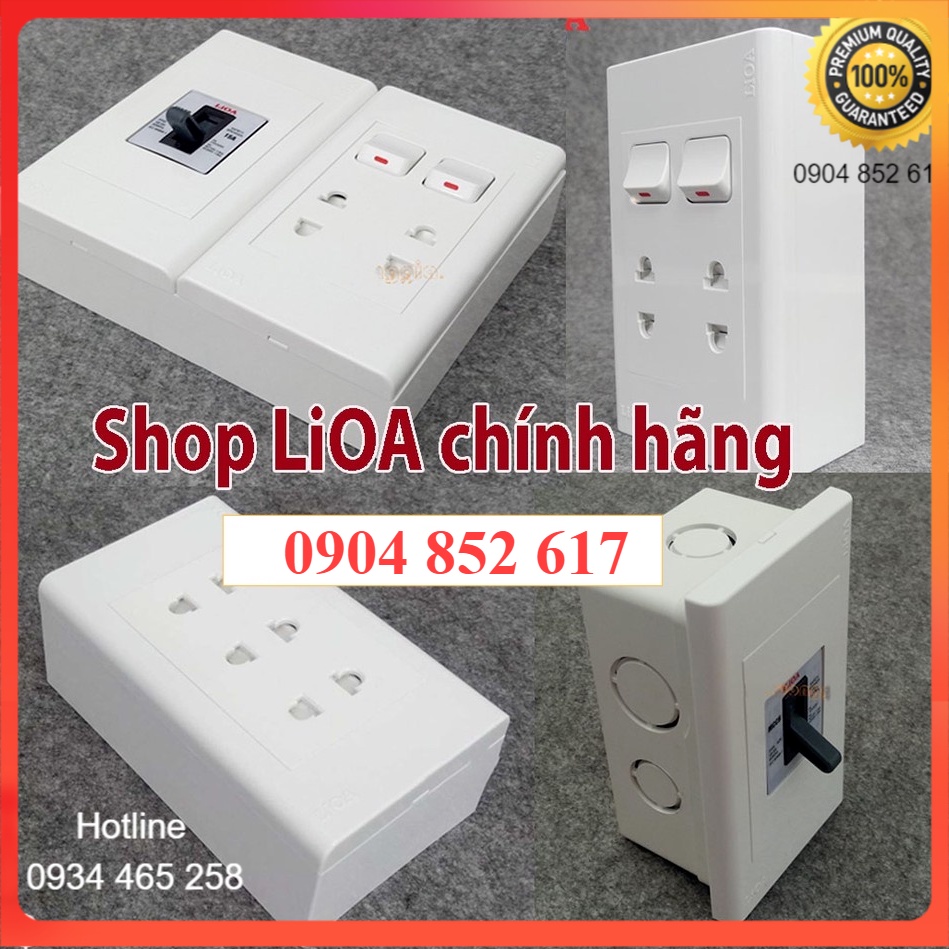 Combo ổ cắm điện LiOA có công tắc và cầu dao chống quá tải LẮP NỔI TƯỜNG