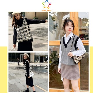 Set áo gile kẻ kèm sơ mi nữ tay dài xinh xắn - viet_star