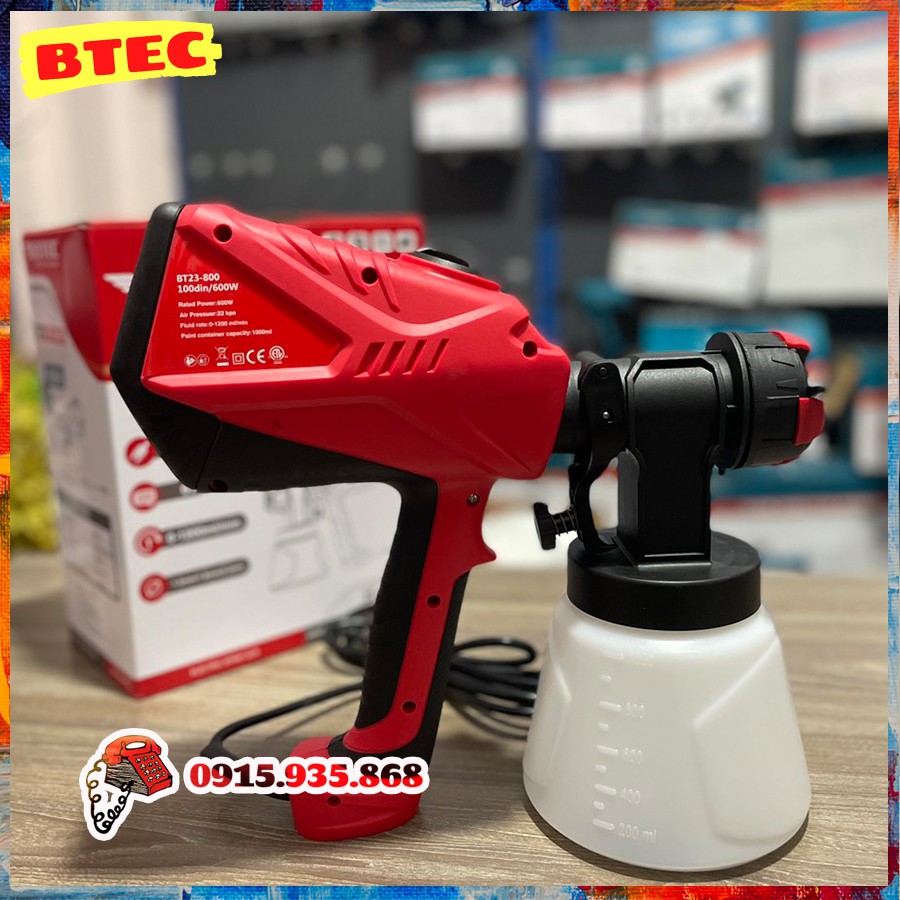 Máy phun sơn điện BTEC BT23-800, Bình 1 Lít. kèm 4 béc phun, bảo tín official store