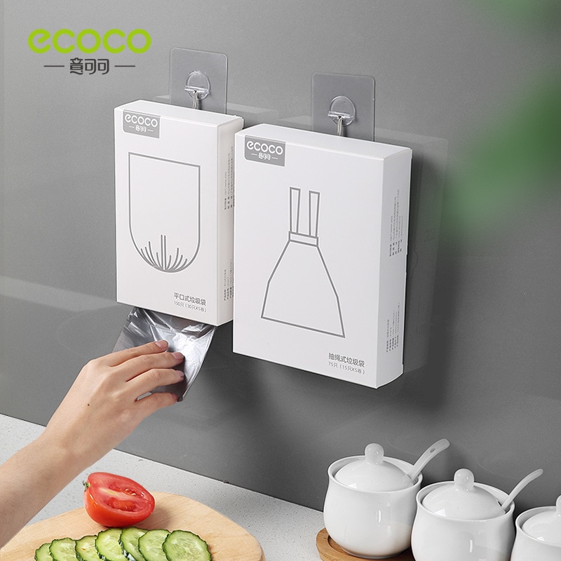 Túi đựng rác gia đình ECOCO bằng nhựa kiểu dây rút miệng phẳng cỡ lớn tiện dụng cho nhà bếp