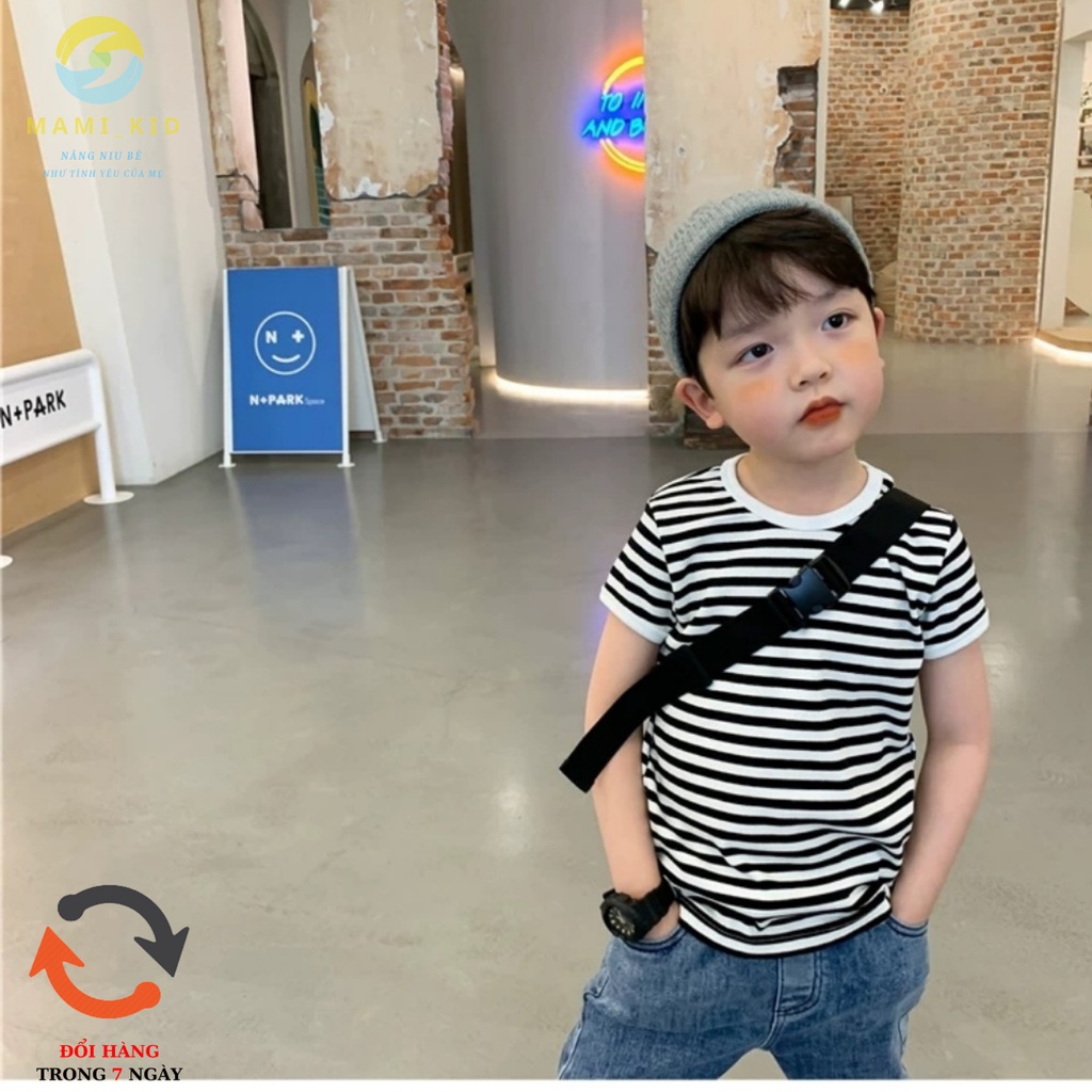 áo phông cho bé trai sọc kẻ sành điệu 12-40kg, mamikid