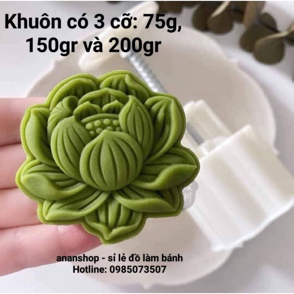 Khuôn trung thu lò xo 3D hoa sen nghiêng/ hoa sen béo