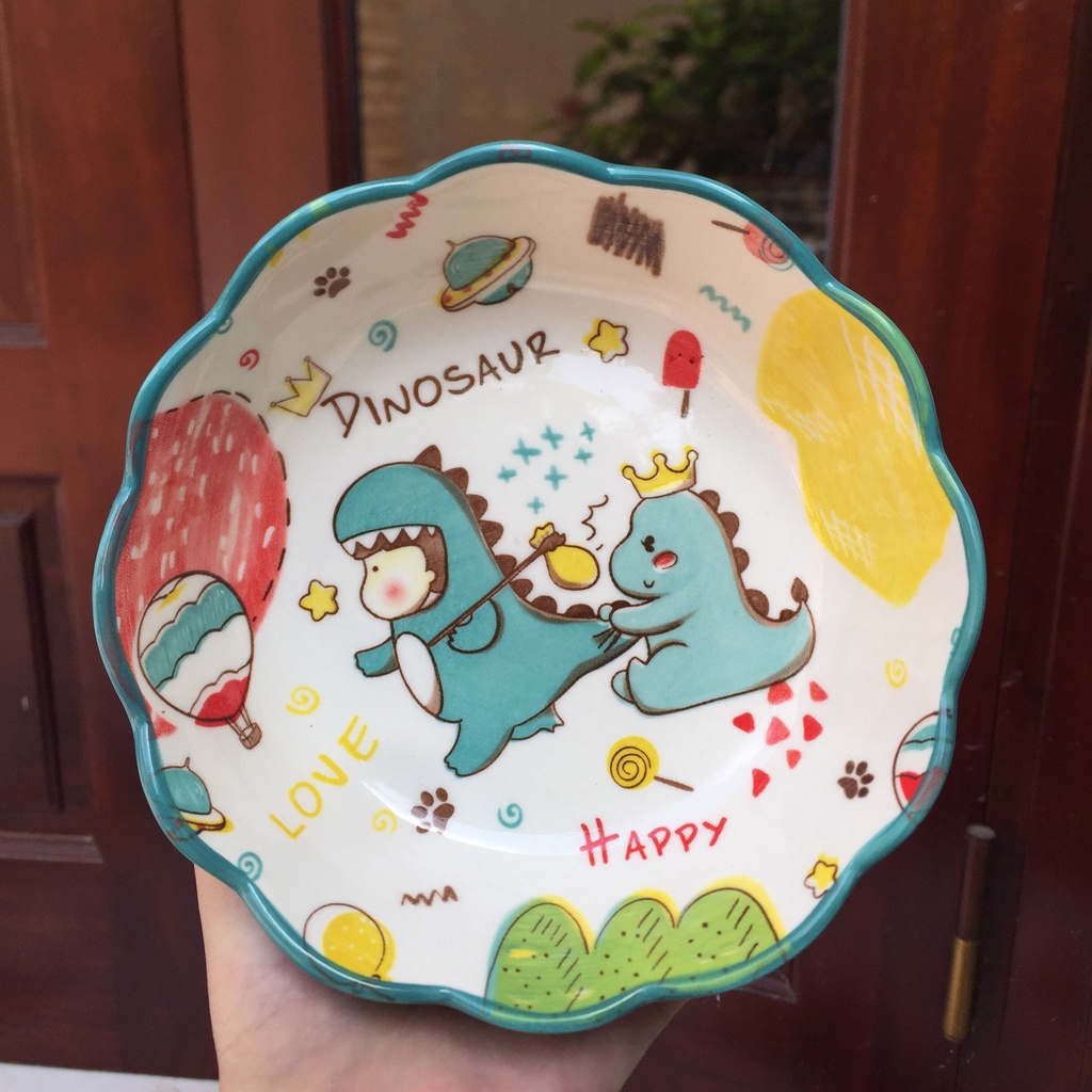 Các Set Bát Đĩa🦖 Khủng Long Xanh 🦖 Siêu Dễ Thương Decor cao Cấp S115