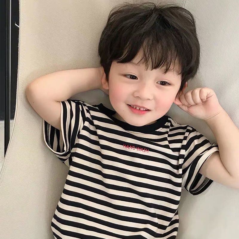 Áo Thun Tay Ngắn 100% Cotton Nguyên Chất Phong Cách Hàn Quốc Thời Trang Mùa Hè Dành Cho Trẻ Em
