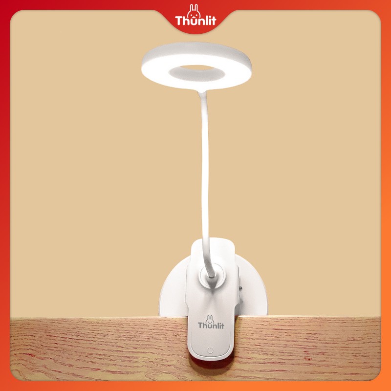 Đèn kẹp LED Thunlit dạng vòng tròn USB 1250mAh có thể sạc lại làm mờ vô cấp với 3 màu nhiệt độ kèm kẹp