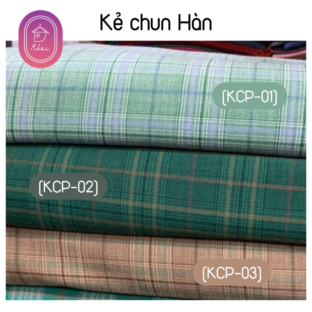 Vải kẻ chun Hàn cao cấp chất siêu mát, co giãn tốt dùng may vay áo, váy, trang phục style Hàn Quốc cực đỉnh
