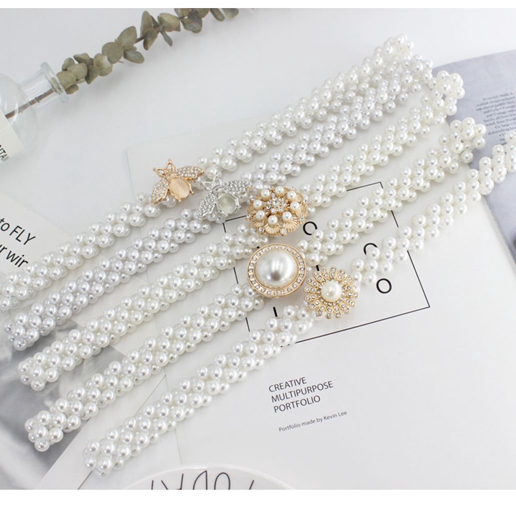 Dây đeo thắt lưng đính ngọc trai nhân tạo trang trí quần áo cho cô dâu