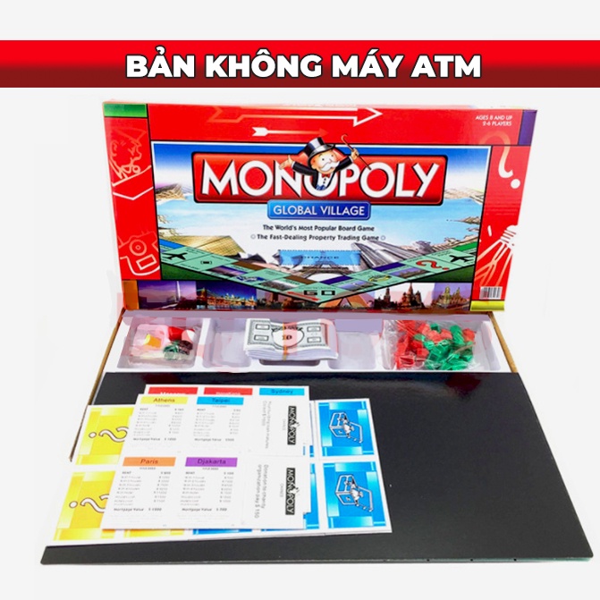 Cờ Tỷ Phú Monopoly 4.0 Có Máy Ngân Hàng điện tử quẹt thẻ ATM tự động,Bộ Board game monopoly