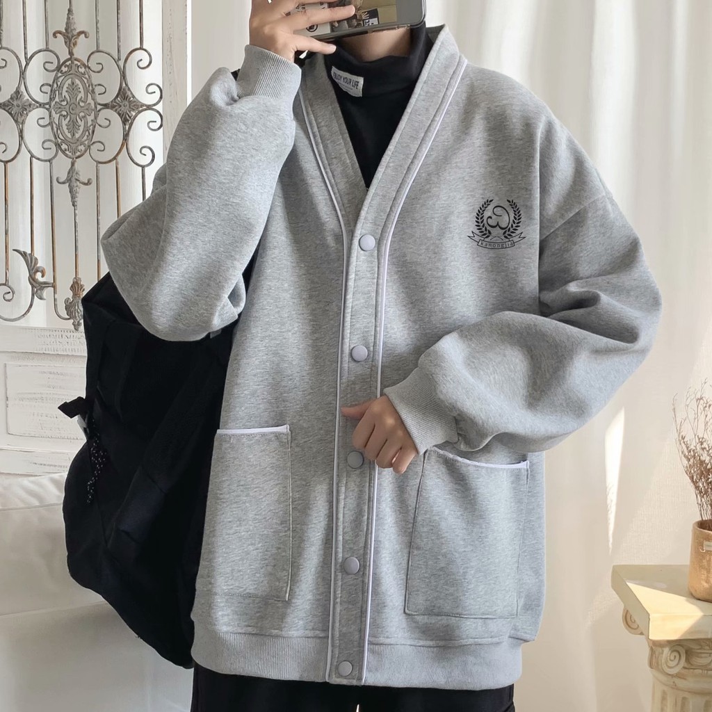 Áo khoác len dáng rộng phong cách Hong Kong thời trang cho nam và nữ