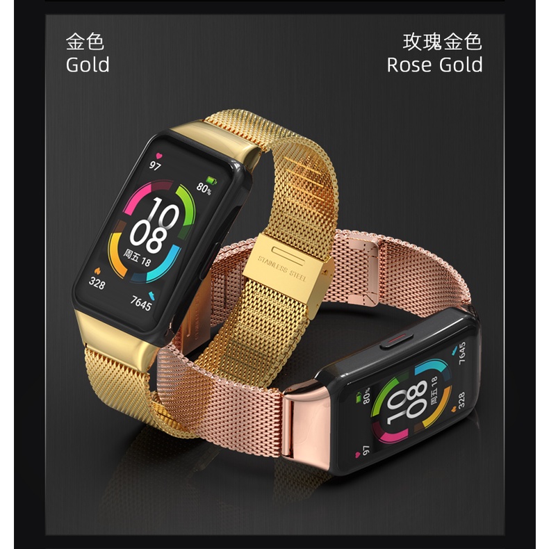 Dây Đeo Inox Cho Đồng Hồ Thông Minh Huawei Band 7 / 6 Honor Band 6