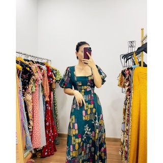 ĐẦM MAXI CỔ VUÔNG TAY BÍ