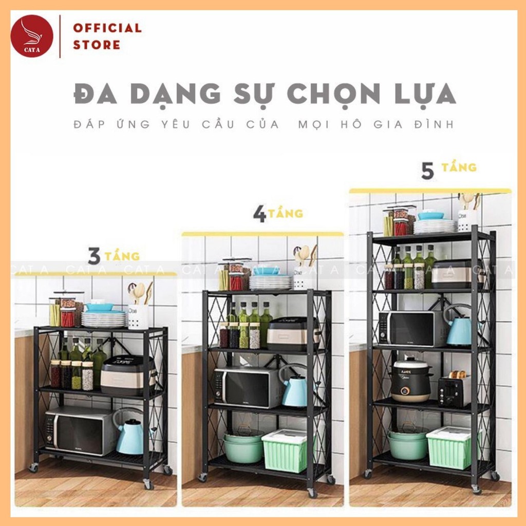 [𝐋𝐨𝐚̣𝐢 𝟏] Kệ đa năng gấp gọn có bánh xe 3 tầng, 4 tầng, 5 tầng để cây cảnh, lò vi sóng, lò nướng, sách,,,, | BigBuy360 - bigbuy360.vn