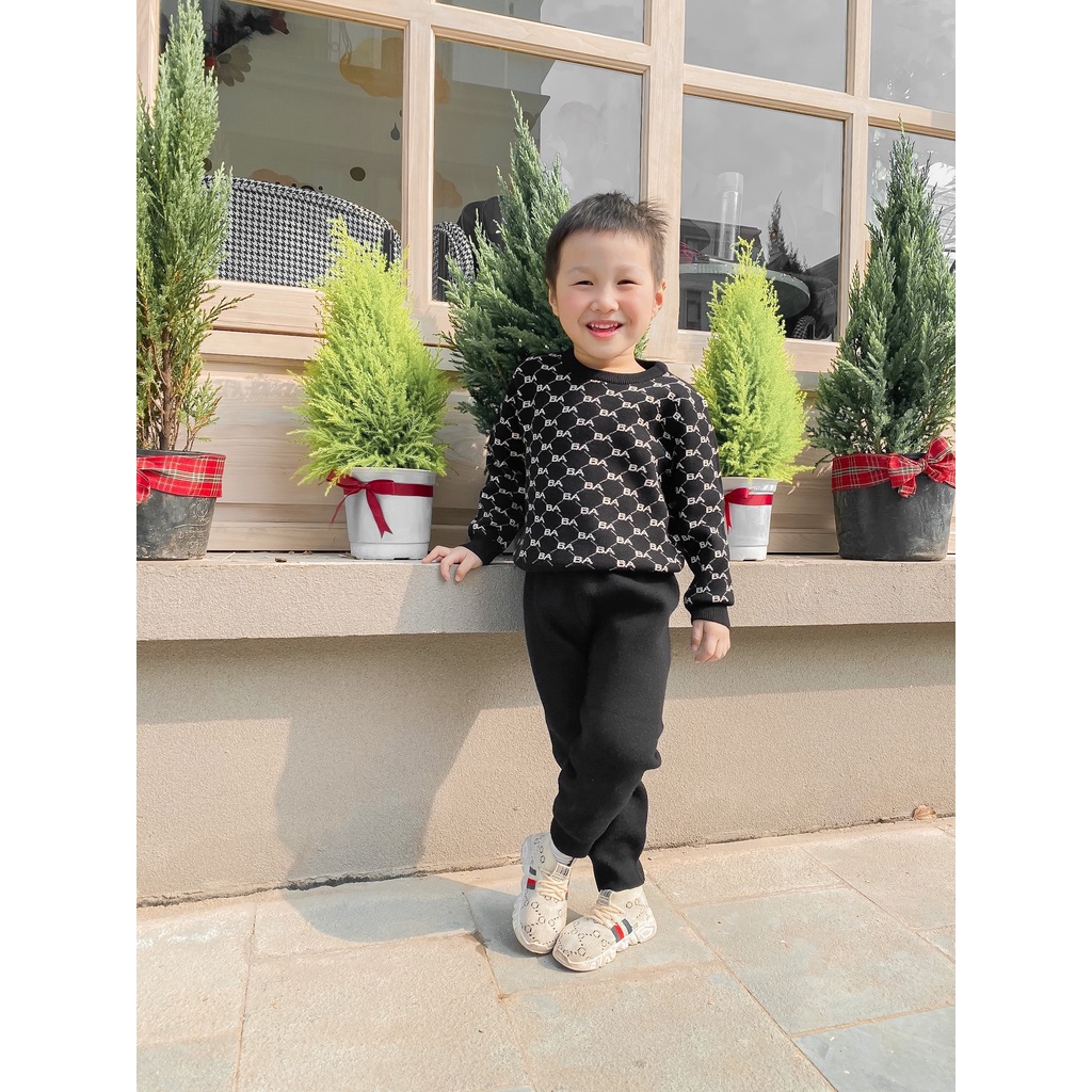 Bộ len Hiy Quin kẻ BA chất cotton thoải mái, an toàn cho da bé