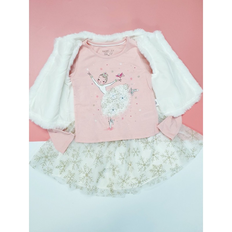 Set 3 chi tiết bé gái kèm áo lông